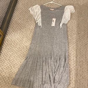 Rebecca Taylor flutter sleeve eyelet jersey dress